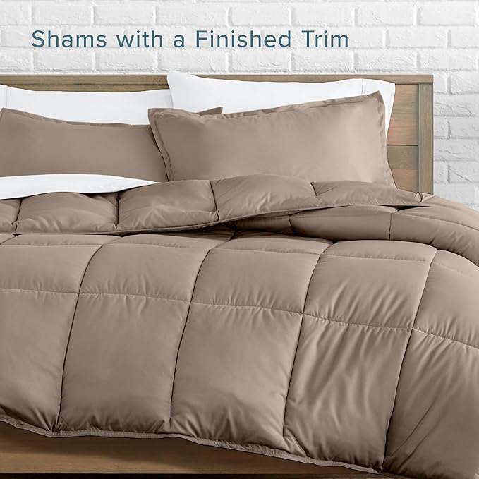 Bare Home Comforter Set - Size - Ultra-Soft - Goose Down Alternative - Premium 1800 Series - All Season Warmth (King/Cal King, Taupe)