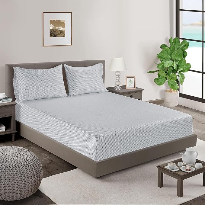 LANE LINEN King Fitted Sheet, 100% Organic Cotton, 3-Piece Set (1 Fitted Sheet,2 Pillowcases), Percale Weave, Ultra Soft, Breathable,Fits Mattress Upto 15" Deep - Polka Dot (No Flat Sheet)
