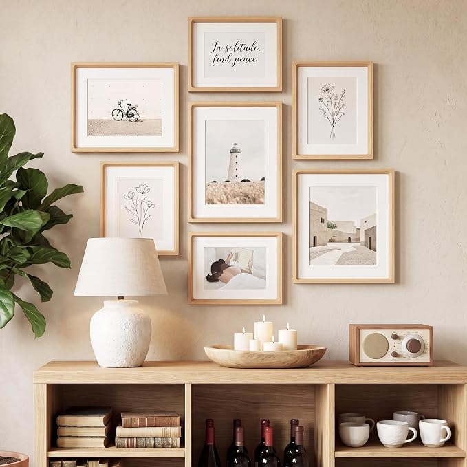 16 x 20 Picture Frame, USA-Sourced Beech Wood Photo Frames with HD Tempered Glass, Handcrafted Rounded Corner 16x20 Wooden Frames Matted to 11x14 Photos, Horizontal or Vertical Wall Display