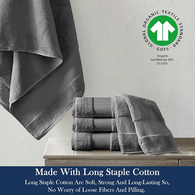 Organic Cotton Luxuriously Plush Bath Towel Pack of 4 | GOTS & OEKO-TEX Certified | Premium Hotel Quality Towels | Feather Touch Technology|650 GSM Long Staple|Soft, Quick Dry & Ultra-Absorbent