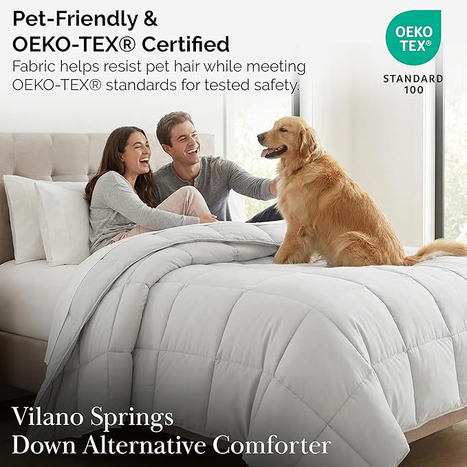 Southshore Fine Living, Inc. Hotel Quality Twin XL Comforter, Down Alternative Grey Comforter Twin Size, Fluffy Bedding Comforters for Dorm Room, Pet Hair Resistant Bedding, Light Grey Comforters