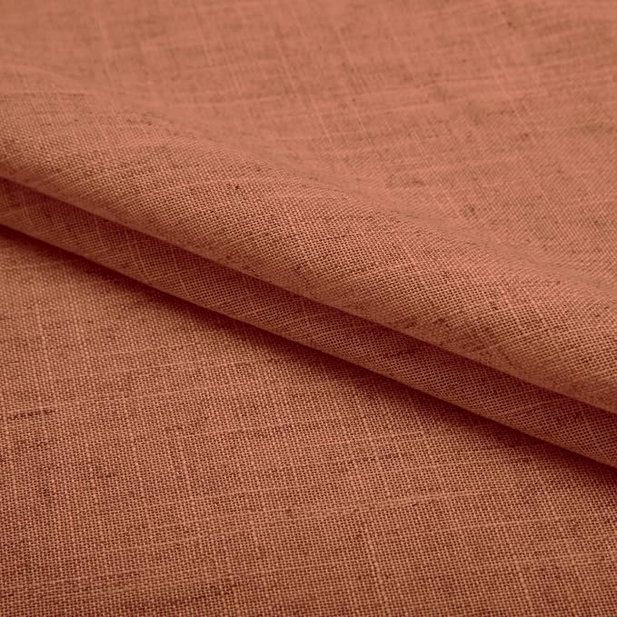 Pitalk Terracotta Curtains 84 Inch Length 2 Panels Sheer Linen Light Filtering Grommet Bohemian Boho Curtains for Living Room Bedroom Extra Wide 52 Inch by 84 Inches Long Rust Colored Red Brown
