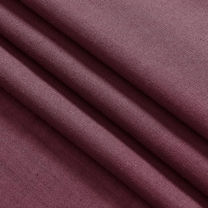 Nanspring Burgundy Linen Curtains 80 Inch Length for Living Room Light Filtering Semi Sheer Curtain Back Tab Vintage Boho Decor Elegant Luxury Drapes for Bedroom Dinner Room 52x80, 2 Panels