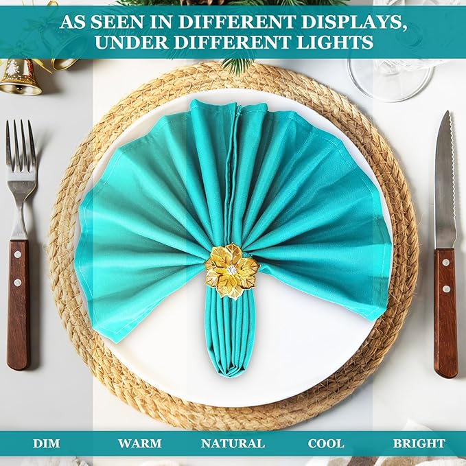 SuperO Set of 40 Cloth Napkins 17 x 17 Inch, Polyester Solid Washable Dinner Napkins with Hemmed Edges,Great for Restaurant, Wedding and Party(Turquoise)