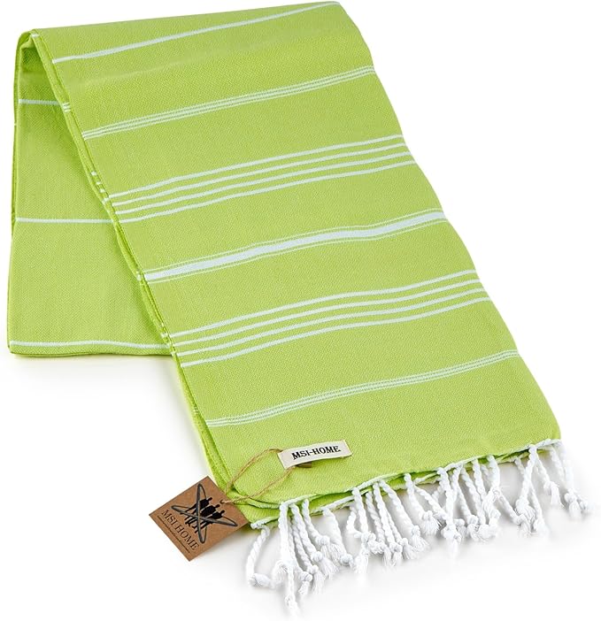 100% Organic Turkish Cotton Beach and Bath Towel, Peshtemal Towel Blanket, Quick Dry Sand Free, Oversized Light Compact, Diamond Weave, Prewashed, 71 x 39 Inches (Light Green)