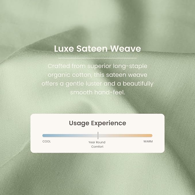 Bioweaves 100% Organic Cotton 1 Full Size Fitted Sheet Only | 300 Thread Count Sateen Weave GOTS Certified with Deep Pocket - Pastel Green
