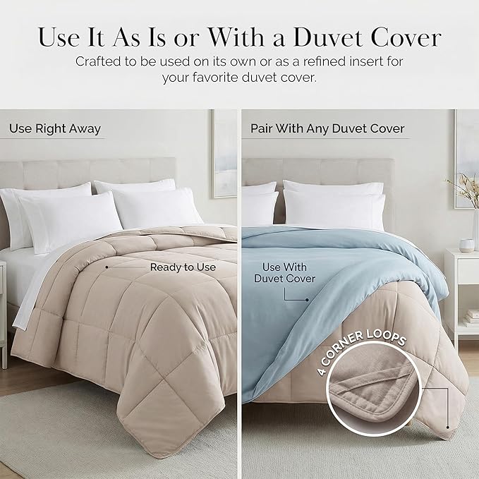Southshore Fine Living, Inc. Oversized King Comforter, Pet Hair Resistant Bedding Comforters, Cal/King Down-Alternative Comforter/Bedspread, Fluffy and Cozy All-Season Comforters, Bone Color