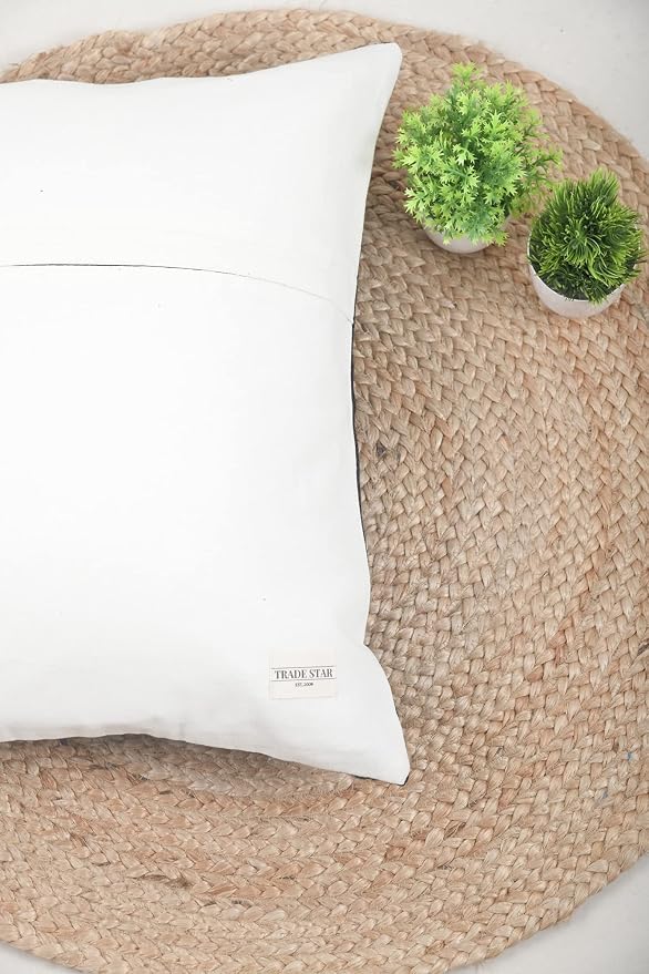 Trade Star Decorative Boho Accent Pillow Covers 100% Cotton Handmade Farmhouse Throw Pillowcase Black Cushion Cover for Chair, Car Décor