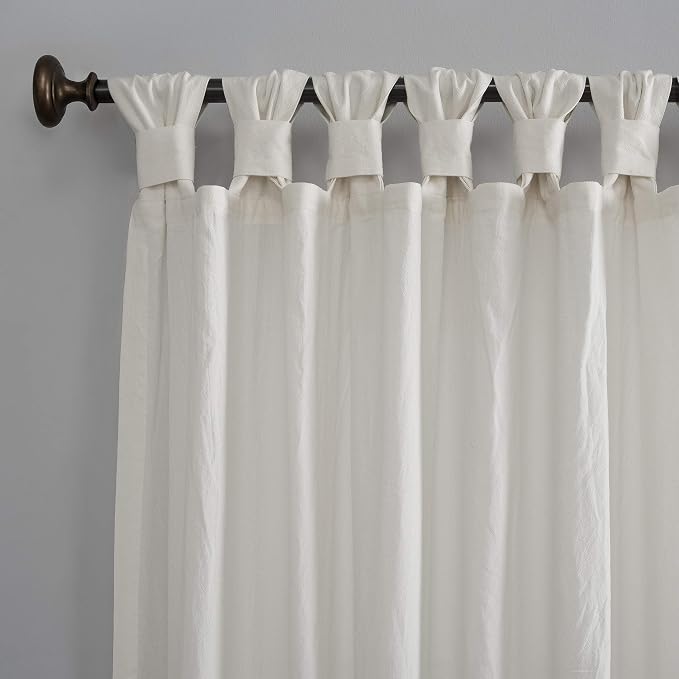 Archaeo - 56532 Washed 100% Cotton Twist Tab Curtain, 52" x 63" Panel, Ivory
