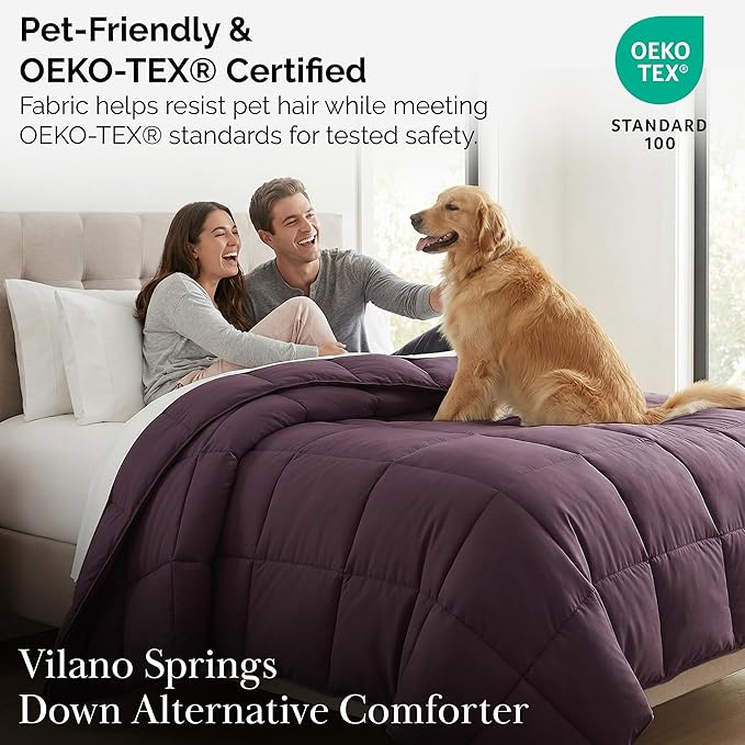 Southshore Fine Living, Inc. Comforter, Twin/XL Bedspread, Down-Alternative Purple Comforter for Twin Bed, Soft, Fluffy Comforters, Machine Washable, Pet Hair Resistant Bedding, Purple Comforters