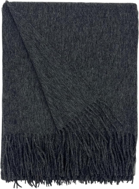 Alashan Cashmere Blend Ripple Finish Woven Throw (Charcoal)