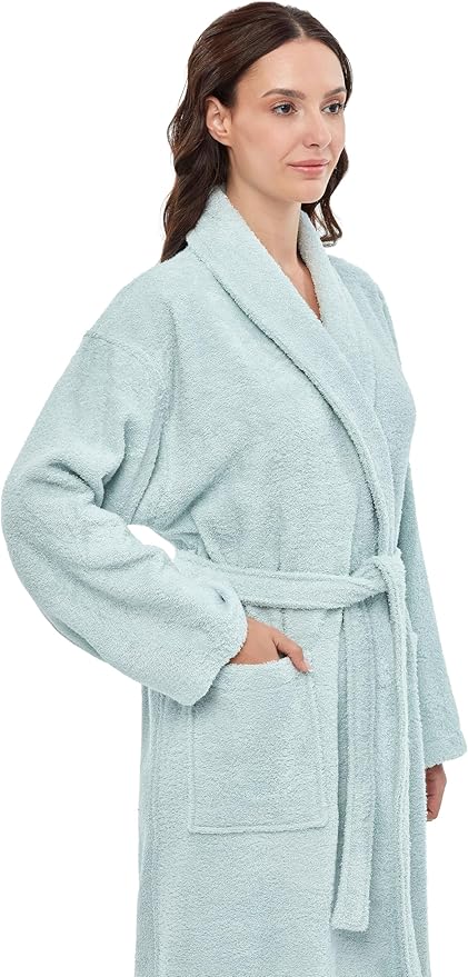 Arus Women's Shawl Collar Robe, Turkish Terry Cotton Bathrobe,with Regular and Full Length Options