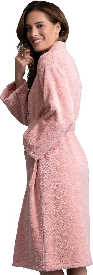 Women's Turkish Terry Kimono Style Bathrobe - 100% Cotton Robe for Women - Comfortable & Absorbent - Soft & Cozy Wear