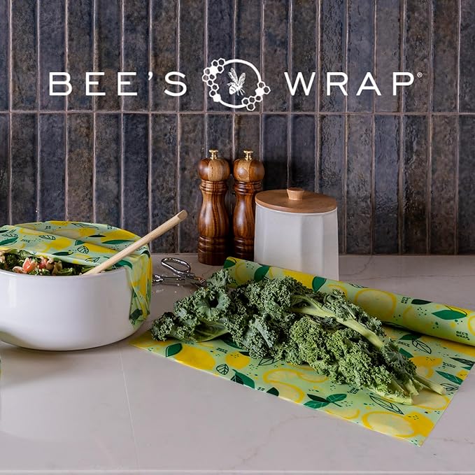 Bee's Wrap - Limited Edition - Beeswax Wraps for Food - Cut to Size 14x52" Beeswax Wrap Roll - Plastic Free Made in USA Reusable Natural Food Wrap - Fresh Squeeze Print