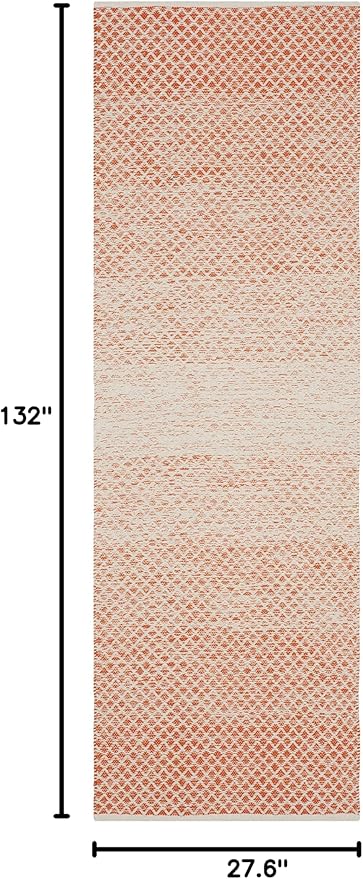 SAFAVIEH Montauk Collection Runner Rug - 2'3" x 11', Orange & Ivory, Handmade Cotton, Ideal for High Traffic Areas in Living Room, Bedroom (MTK601D)