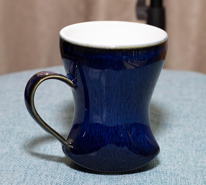 12Oz Color Glazed Ceramic Coffee Mug,Cool Cup With Handle Suitable for Office and Home,Drinking Coffee, Tea, Cocoa and Milk Lead cadmium free, Dishwasher Microwave Safe (Brushed blue)