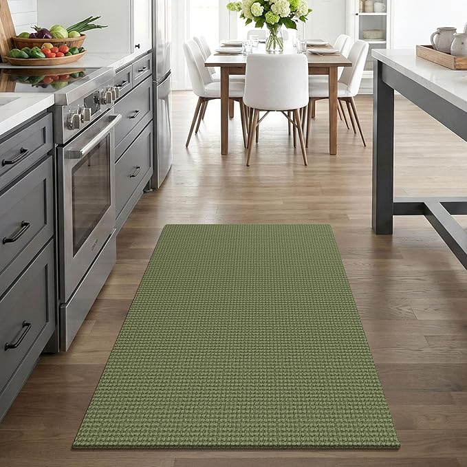 EARTHALL Woven Area Rug 3x4 Ft Washable Rugs for Entryway Braided Non Slip Rubber Backed Throw Rugs Door Mat Indoor Outdoor Entrance Cotton Carpet for Kitchen Foyer Front Door, Green
