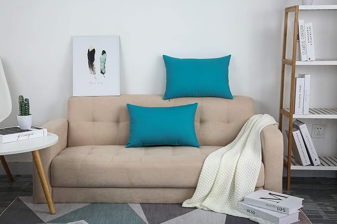 TangDepot 100% Cotton Solid Throw Pillow Cover 12x18 Blue Ashes | 100% cotton, same-color zip, machine wash & air dry. For living room, bedroom, office, car. 42 colors, 55 sizes. Cover only.