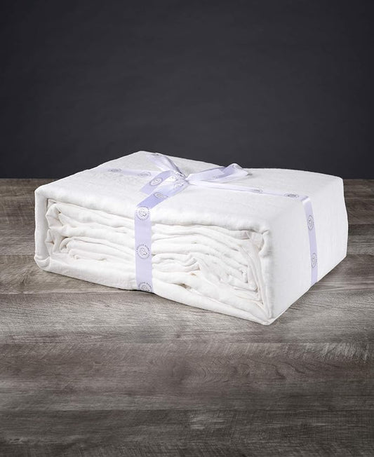 Delilah Home Sustainable Living 100% Organic Hemp Twin XL Bed Sheets Certified by GOTS and Vegan.org, Proudly Made in Portugal, 3 Piece Set, White