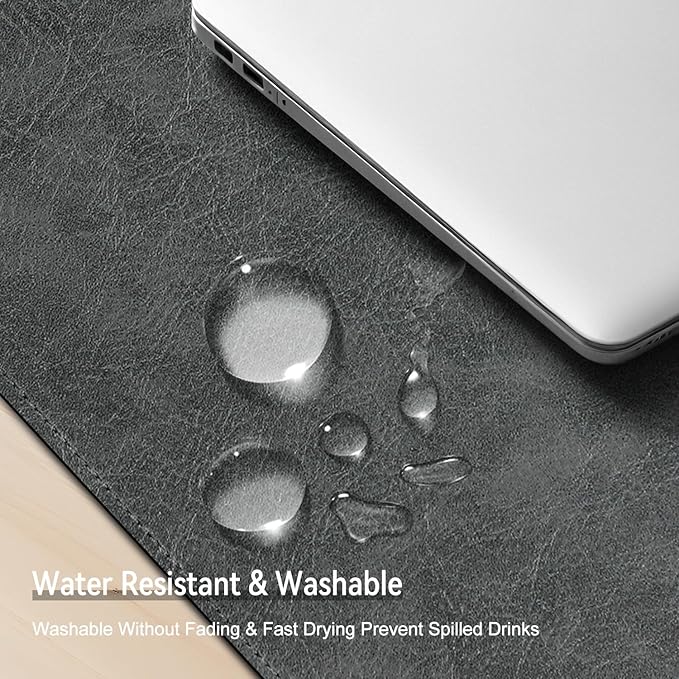 Imitation Crazy Horse Leather Desk Mat - Waterproof Desk Pad - Ideal for Large Mouse Pad and Desk Mats on Top of Desks (Gray+Dark Gray, 33"*13")