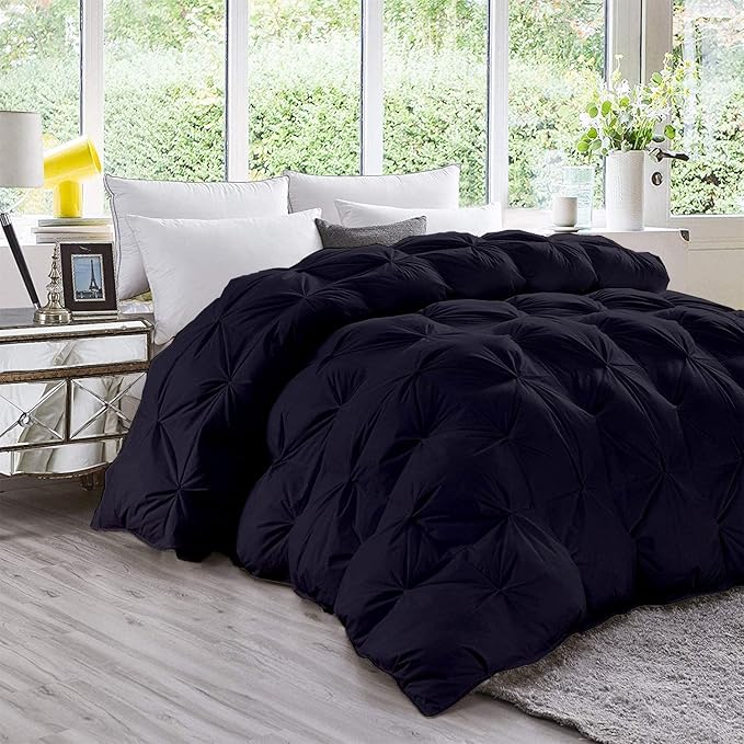 Hypoallergenic 1000-TC Pinch Pleated Down Alternative Comforter Oversized King Size 116 x 98 Inches 1pc Comforter & 2 pcs Pillow Covers, 700 GSM & All Side Corner Tabs 100% Egyptian Cotton