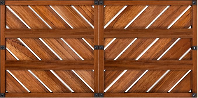 Teak Wood Bath Mat for Bathroom - (33" x 16.5") Anti Slip Square Shower Mat Wooden Floor Mats for Outside Inside Shower Bathtub Luxury Spa Home or Outdoor