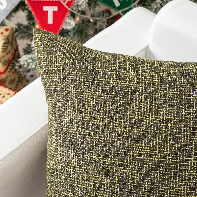 Kevin Textile Burlap Decoration Supersoft Linen Cushion Covers Square Throw Pillows Cover for Couch, Set of 2, 61x61 cm, Peridot Green