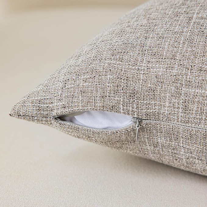 Kevin Textile Throw Pillow Cover Faux Linen Square Cushion Cover Pillowcase, Hidden Zipper, 22x22 inch (2 Piece, Sesame Grey)