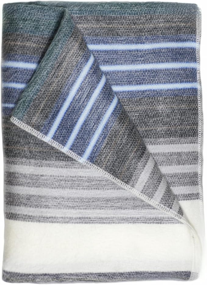 Alpaca Wool Throw Blanket | Warm, Ultra-Soft, 85" x 65" | Breathable, Non-Itchy Blanket-Throw | Hypoallergenic and Beautiful Fabric (Gray & Green)