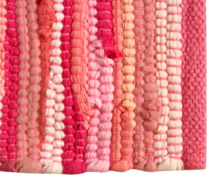 Handmade Cotton Chindi Rug Runner Area Rag Washable Recycled Rugs for Home Décor, Living Room and Bedroom (Pink, 2X8 Feet)