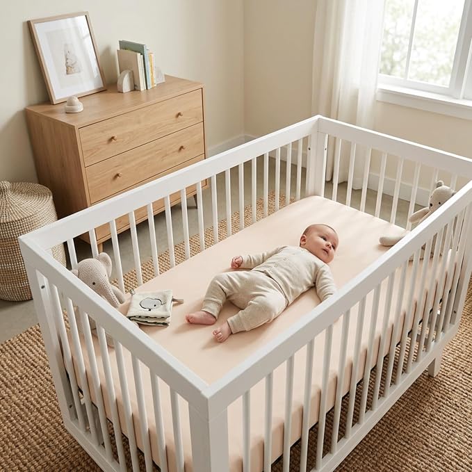 Makemake Organics GOTS Certified Organic Cotton Fitted Crib Sheet Soft Breathable (28"x52", Taupe)