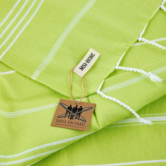 100% Organic Turkish Cotton Beach and Bath Towel, Peshtemal Towel Blanket, Quick Dry Sand Free, Oversized Light Compact, Diamond Weave, Prewashed, 71 x 39 Inches (Light Green)