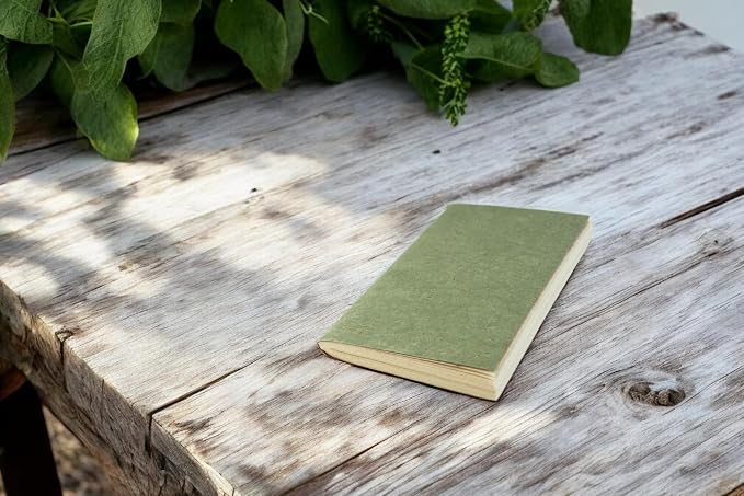 Nepali Companion Pocket Notebook with Handmade Paper and Vegetable-Dyed Cover, Vintage Composition Notebook for Office, School, and Home, 3.5x5 inch, Handcrafted in Nepal (Small, Sage)