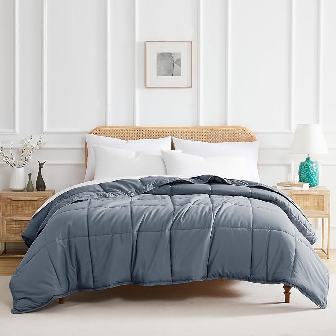 Southshore Fine Living, Inc. Twin XL Comforter for Dorm Room Bedding Duvet Insert, Soft and Cozy, Machine Washable Twin XL Bedding, Down Alternative Comforter Only, Slate Blue Comforters for Dorm Room