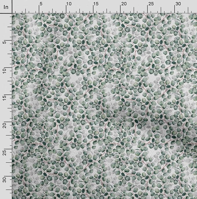 Soimoi Unstitched Crepe Fabric, 1 Yard - 42" Wide, Green - Leaves Print, Soft and Light Weight Fabric Material for Suits, Garments, Dresses and Accessories