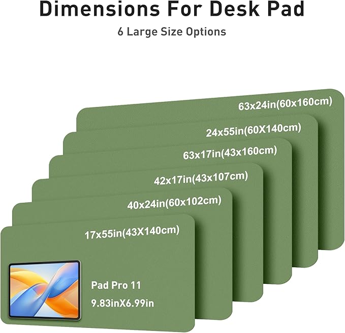 Aothia Faux Leather Desk Mat - Large Mouse Pad, Non-Slip PU Leather Blotter, Waterproof Writing Surface for Office and Home (Olive Green, 40" x 24")