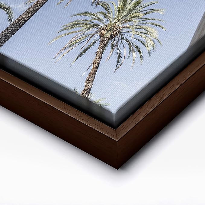 Monem Art Palermo Palm Trees Sicily Print - Tropical European Architecture Poster - Wall Decor for Living Room, Bedroom or Office - 12x16 Brown Framed CANVAS Wall Art by Mareike Bohmer
