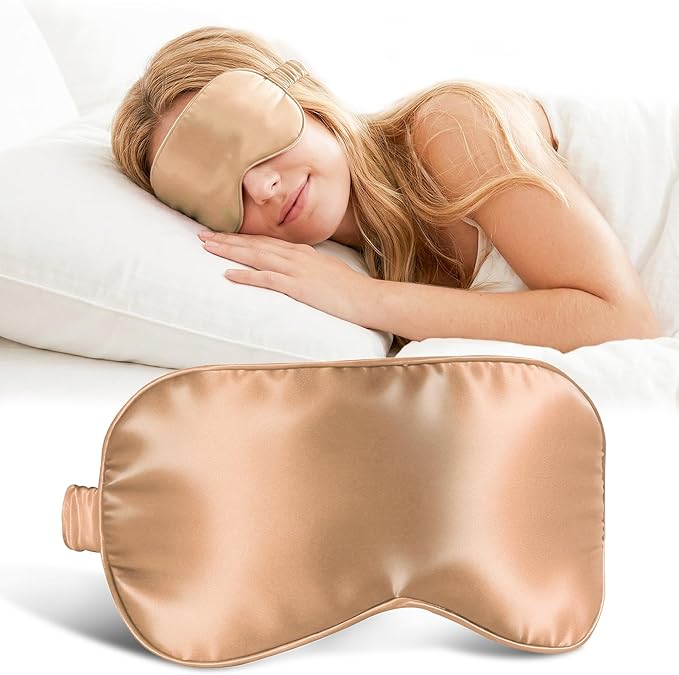 ZLYC 100% Mulberry Silk Sleep Mask Pressure-Free Eye Cover Soft Light Blocking Blindfold for Travel & Nap, Solid Orange