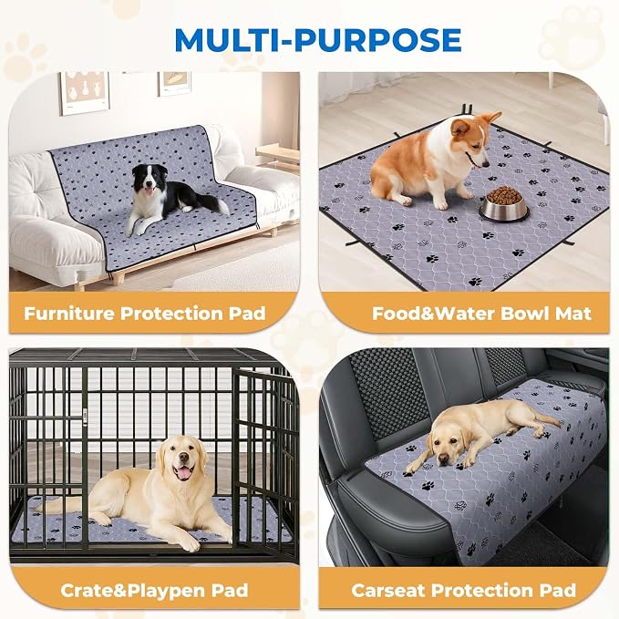 Fostanfly Washable Pee Pads for Dogs, 2 Pack Large 36"x41" Ultra-Absorbent and Leak-Proof Non-Slip Reusable Potty Training Pads for Dogs, Cats, Puppy, Potty Training of Add 8 Lanyards