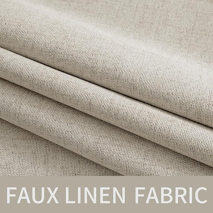 MIULEE 100% Blackout Linen Curtains for Bedroom Thermal Insulated Cobblestone Grommet Room Darkening Curtains & Drapes for Living Room 52 x 108 Inch (2 Panels)