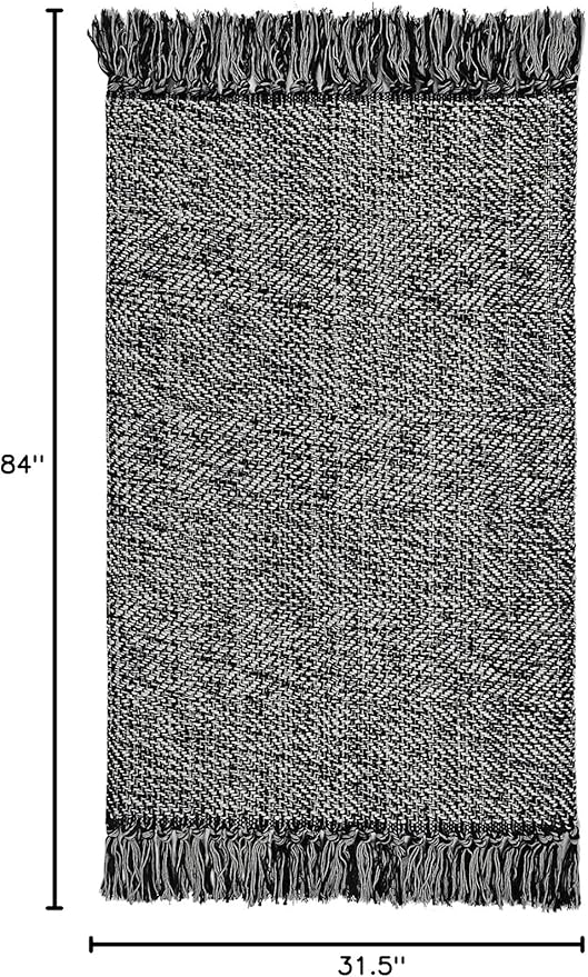 Collive Long Hallway Runner - 2.6' x 7', Washable Indoor Entryway Rug, Black/Cream Braided Woven Kitchen Rugs for Laundry Room, Bedroom Doorway