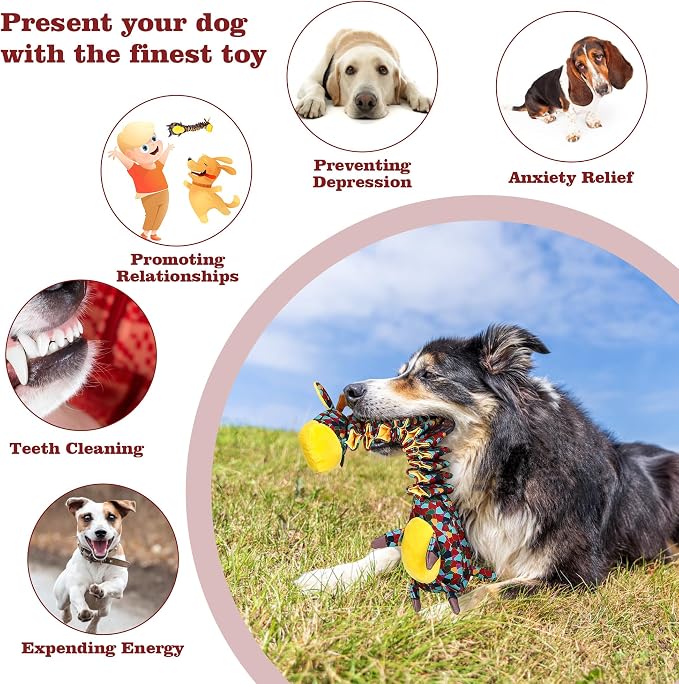 Tough Indestructible Dog Toys for Aggressive Chewers, Durable Dog Chew Toys for Large Breeds With Cotton Material & Crinkle Paper, Aggressive Chew Toys for Dogs