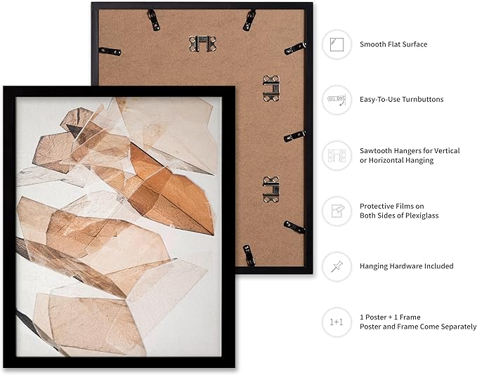 Monem Art Earthy Origami Paper Photography Print - Neutral Abstract Shapes Art Poster - Wall Decor for Living Room, Bedroom or Office - 8x10 Black Framed Wall Art by Renee Stramel