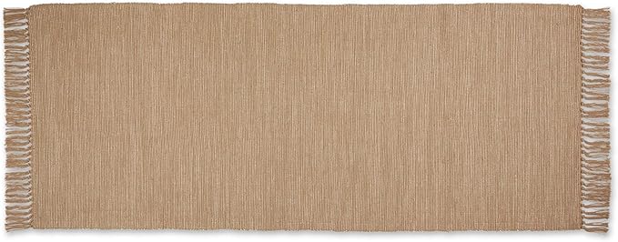 DII Woven Rugs Collection Ribbed Reversible Cotton, Runner, 2 ft 6 in x 6 ft, Stone & Off-White