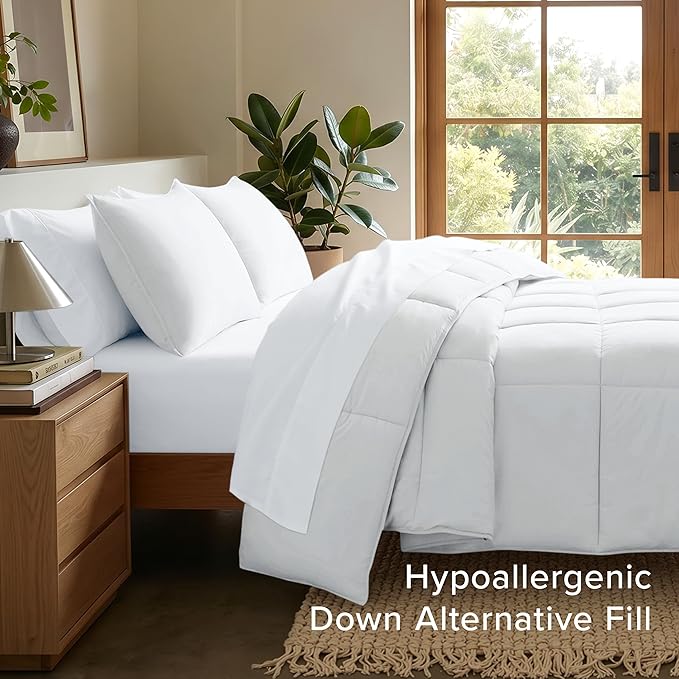 Bare Home Comforter Set - King/California King Size - Ultra-Soft - Goose Down Alternative - Premium 1800 Series - All Season Warmth (King/Cal King, White)