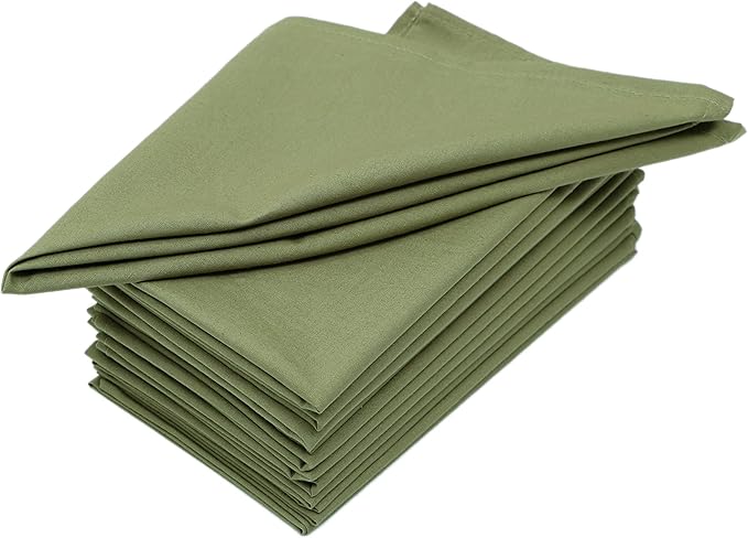 Washable Dinner Napkin Cloth Napkins Set of 12, 18x18 Inches, 100% Cotton Everyday Use Premium Quality Reusable, Bulk Napkin for Wedding Parties, Restaurant, Lunch, Sage Green
