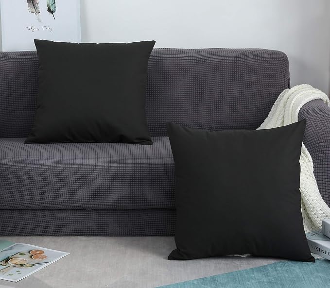 TangDepot Handmade Decorative Solid 100% Cotton Canvas Throw Pillow Covers/Cushion Covers, 45 Colors Available - (18" x18" , Charcoal Gray, 2 Count (Pack of 1)) | 100% cotton, same-color zip, machine wash & air dry. For living room, bedroom, office, ca...