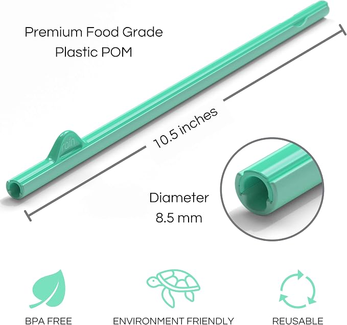 Rain Straw - Easy Clean Reusable Drinking Straws That Snap Open for Easy Cleaning - No Cleaning Brush or Cleaner Needed - Eco Friendly BPA Free 10.5" long Plastic Straws for Tumbler (Bright, 10 Pack)