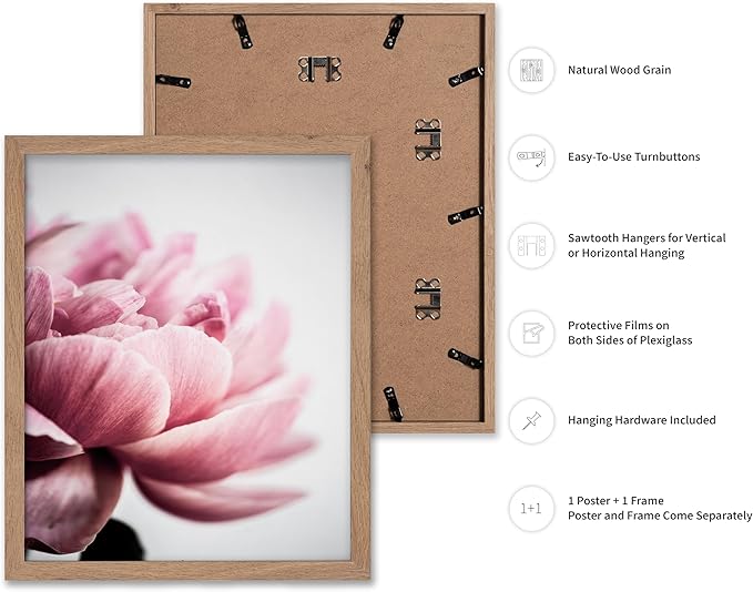 Monem Art Pink Peony Macro Photography Print - Minimalist Floral Art Poster - Wall Decor for Living Room, Bedroom or Office - 12x16 Beige Framed Wall Art by Mareike Bohmer