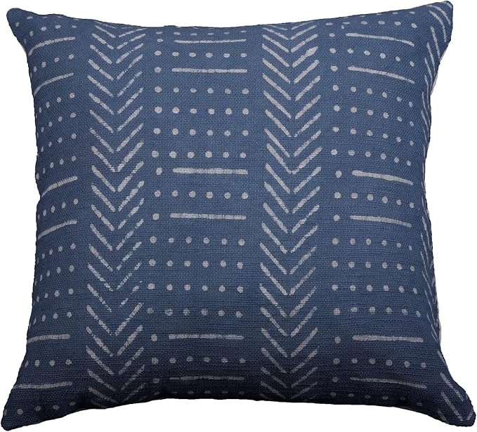 Trade Star Mudcloth Throw Pillow Case 100% Cotton Pillow Cover Floor Cushion Cover Decorative Farmhouse Authentic Boho Accent Printed Sofa (Dark Grey (Snow), 18 X 18 Inches)